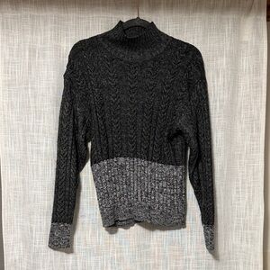 Black and Gray Knit High Neck Sweater